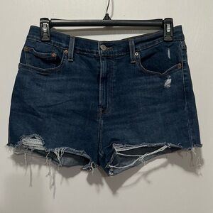 Levi's Dark Blue Ripped Jean Shorts 32